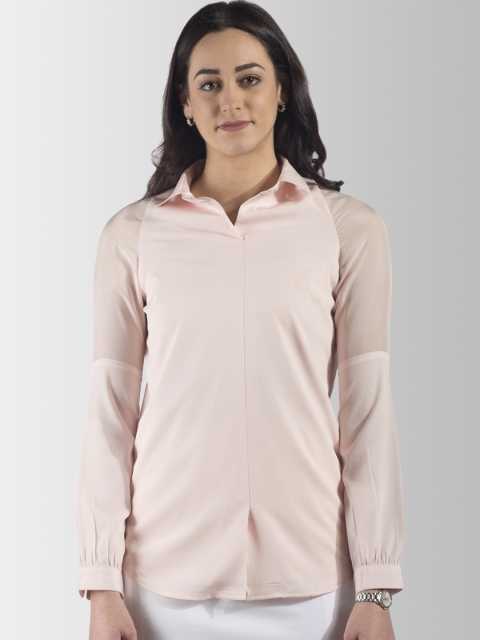 

FableStreet Women Pink Solid Shirt Style Top