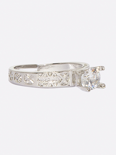 

Ferosh Women Silver-Toned CZ-Studded Finger Ring
