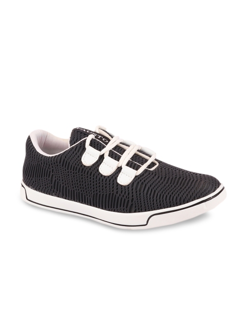 

FAUSTO Men Charcoal Grey Woven Design Sneakers