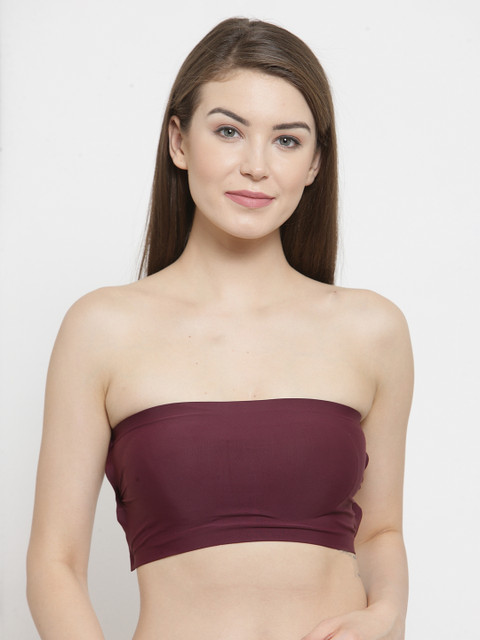 

PrettyCat Maroon Solid Non-Wired Lightly Padded Bandeau Bra PC-BR-5111-MAH-36B