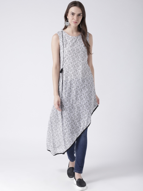 

DODO & MOA Women White Printed A-Line Kurta