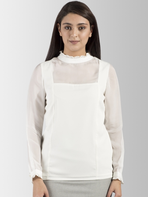 

FableStreet Women Off-White Solid Top