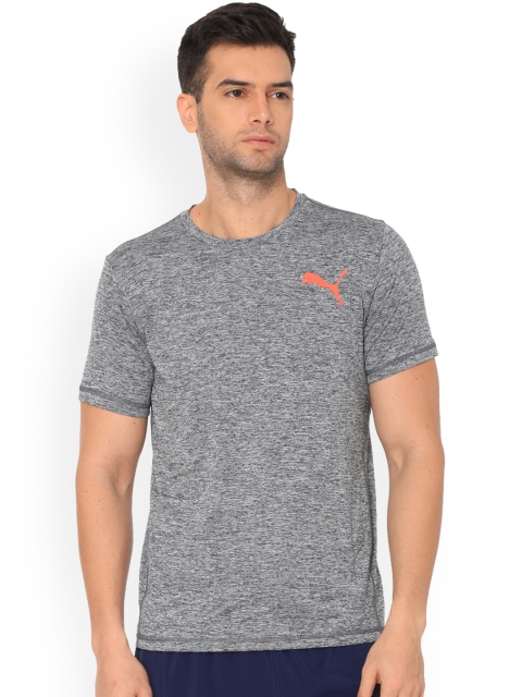 

Puma Men Grey Self Design Round Neck T-shirt ESSENTIAL PURETECH HEATHER T Dark Gray H