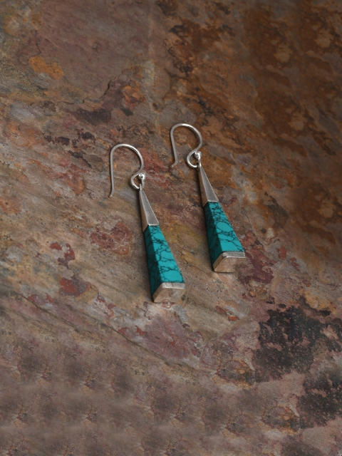 

Silverholic Turquoise Blue Contemporary Handcrafted Drop Silver Earrings