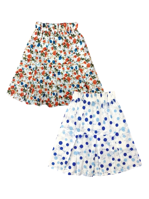 

SWEET ANGEL Girls Pack of 2 Printed Flared Skirt, Multi