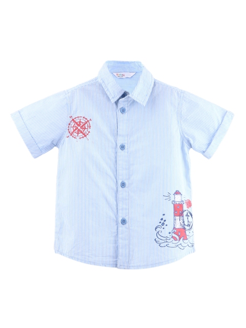 

Beebay Boys Blue Regular Fit Striped Casual Shirt
