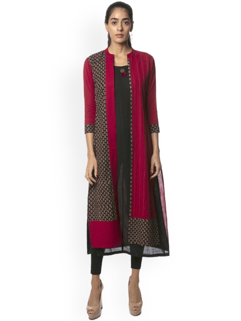 

Soch Women Red & Black Printed Layered A-Line Kurta