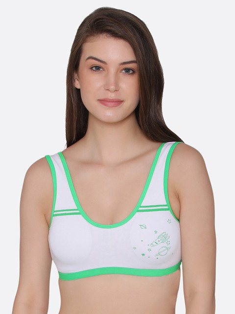 

Clovia Cotton Padded Non-Wired Printed Teen Bra, White