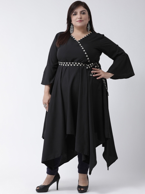 

Kira Plus Women Black Printed Asymmetric A-Line Kurta