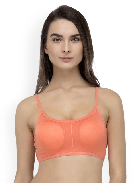 

Laceandme Orange Solid Non-Wired Lightly Padded Styled Back Bralette Bra 4433