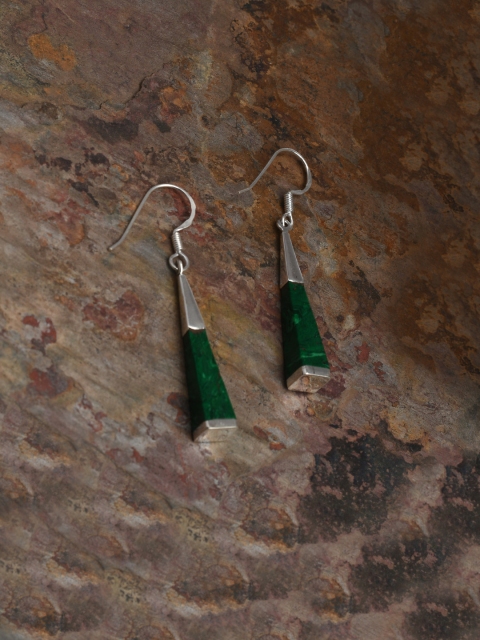 

Silverholic Green Contemporary Drop Silver Earrings
