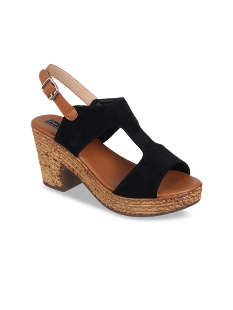 

Flat n Heels Women Black Solid Suede Sandals