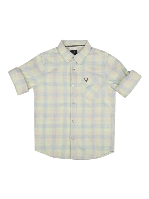 

Allen Solly Boys Lime Green & Blue Regular Fit Checked Casual Shirt