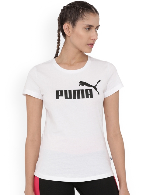 Puma Women White Printed Round Neck T-shirt
