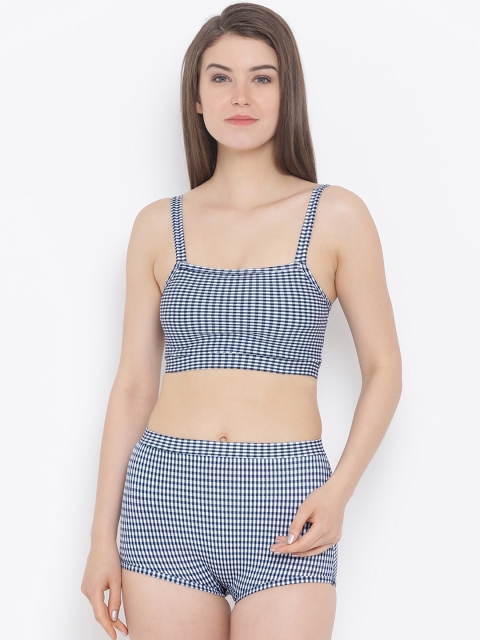 

Clovia Women Blue Checked Swim Set SM0077P08XL