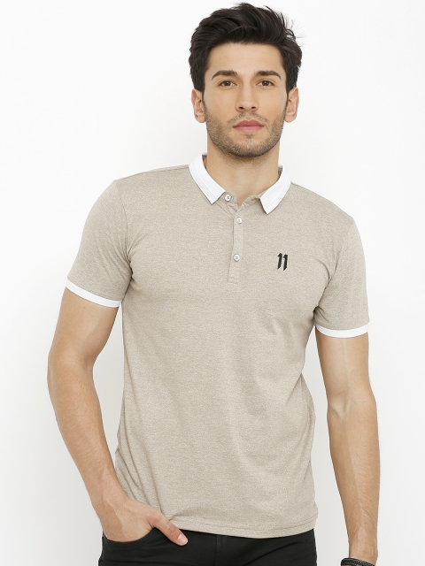 

Rex Straut Jeans Men Mauve Solid Polo Collar T-shirt