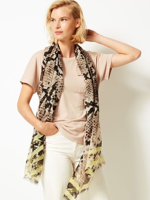 

Marks & Spencer Beige & Black Printed Scarf