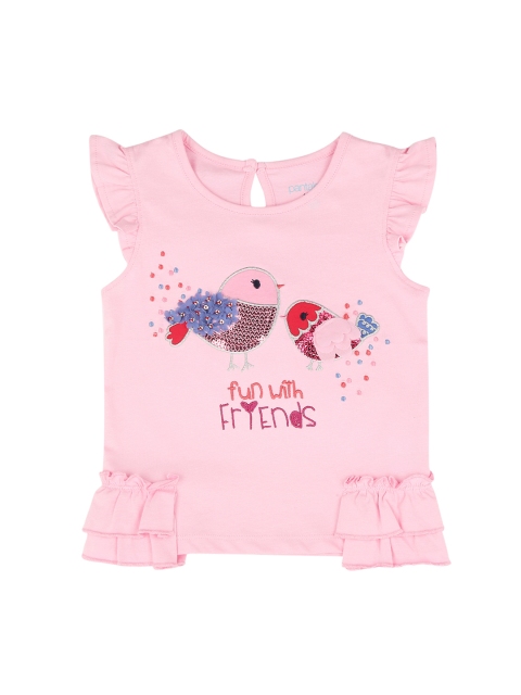 

Pantaloons Baby Girls Pink Printed Round Neck T-shirt