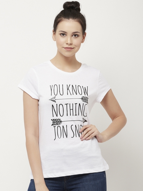 

Free Authority Women White Game Of Thrones Printed Round Neck T-Shirt