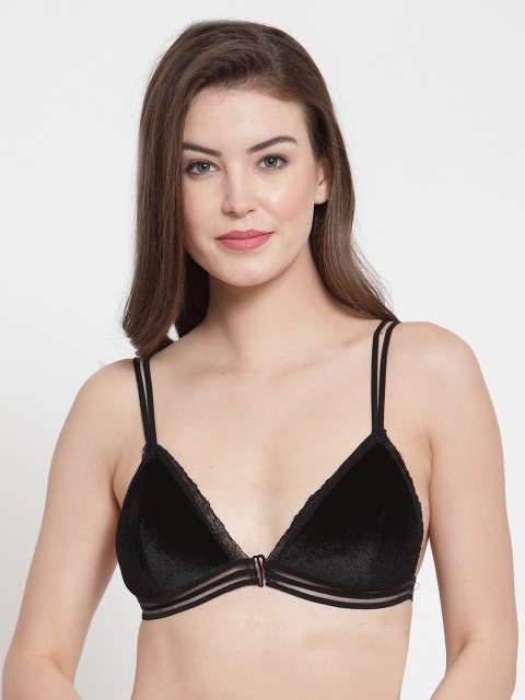 

Laceandme Black Solid Non-Wired Non Padded Styled Back Everyday Bra 4453