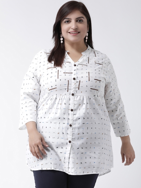 

Kira Plus White & Black Printed Tunic