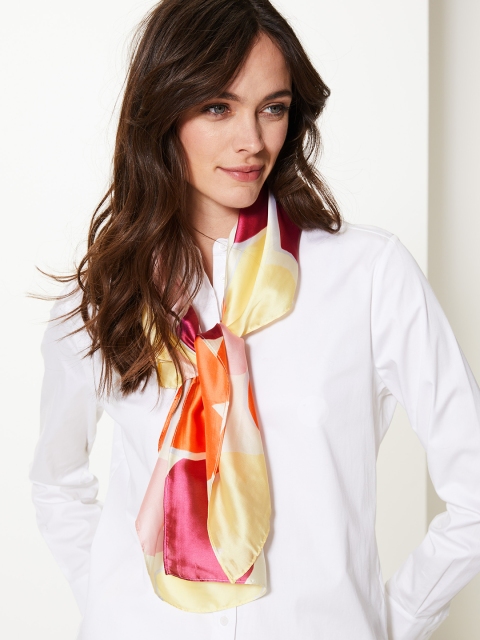 

Marks & Spencer Cream-Coloured & Pink Printed Scarf