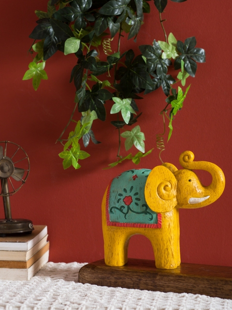 

Chumbak Yellow & Blue Elephant-Shaped Showpiece