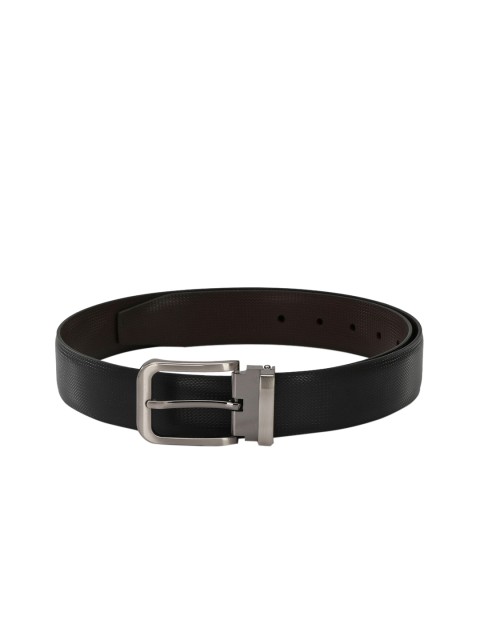 

Pacific Gold Men Black & Black Solid Reversible Belt