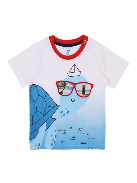 

Pantaloons Baby Boys White Printed Round Neck T-shirt