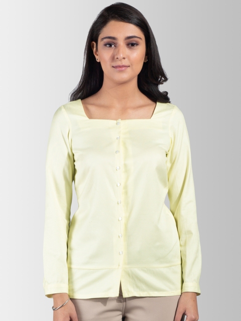 

FableStreet Women Yellow Solid Shirt Style Top