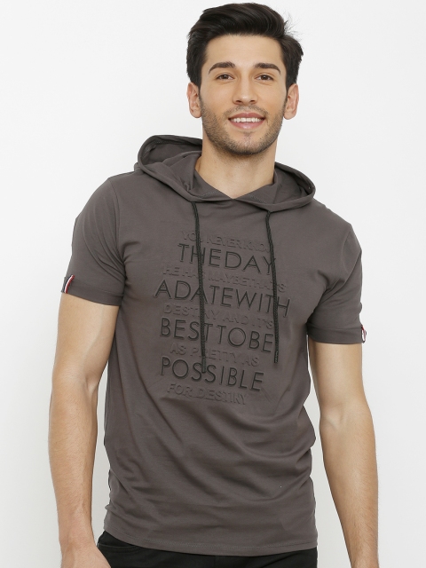 

Rex Straut Jeans Men Taupe Printed Hood T-shirt