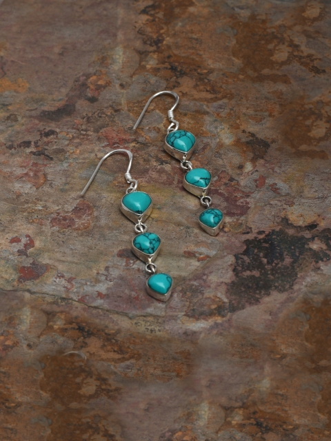 

Silverholic Women Turquoise Blue Handcrafted Contemporary Drop Silver Earrings