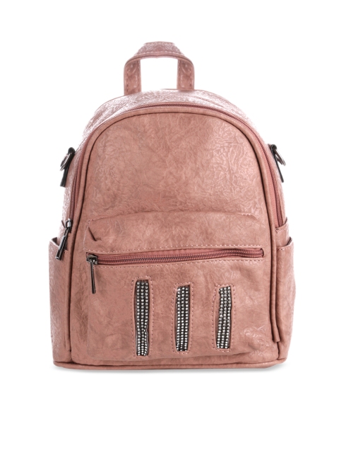

Satchel Bags Women Pink Solid Backpack with Studded Design