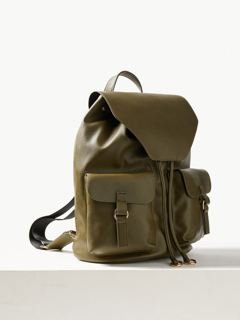 

Marks & Spencer Women Olive Green Solid Backpack