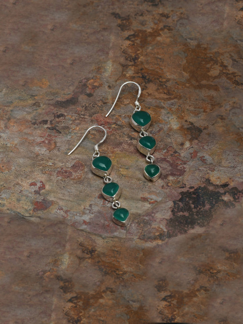 

Silverholic Women Green Contemporary Drop Silver Earrings