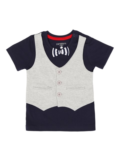 

Pantaloons Baby Boys Blue Colourblocked Round Neck T-shirt