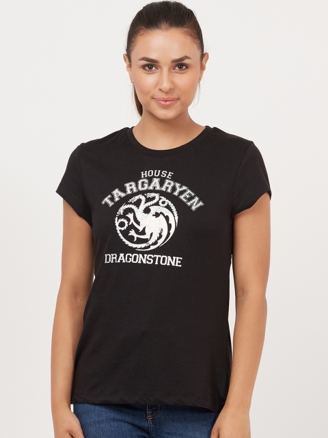

Free Authority Women Black Game Of Thrones Printed Round Neck T-Shirt