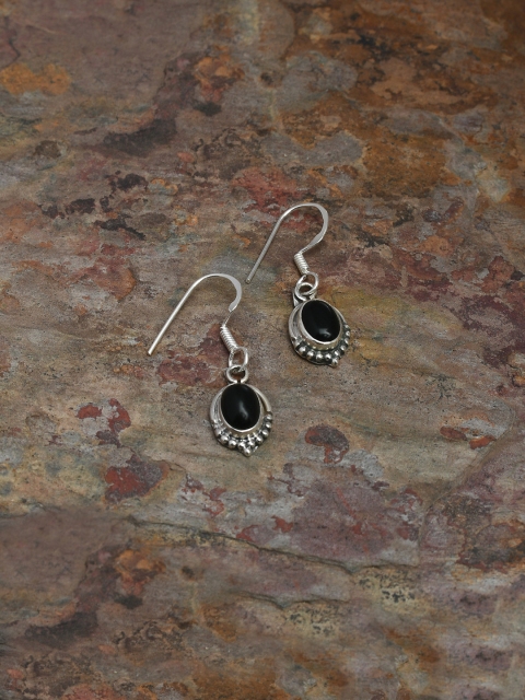 

Silverholic Women Black Contemporary Drop Silver Earrings