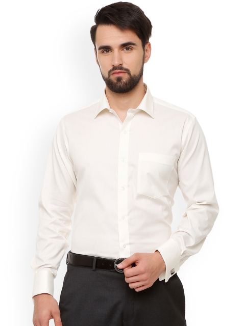 

Van Heusen Men Cream-Coloured Regular Fit Solid Formal Shirt