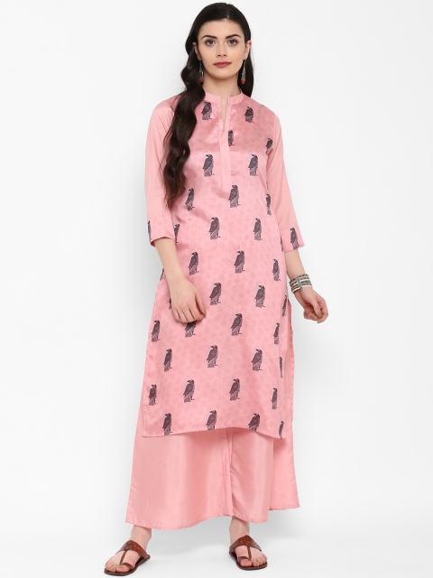 

ZIYAA Women Pink Printed Straight Kurta