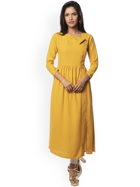 

Soch Women Mustard Yellow Solid A-Line Kurta