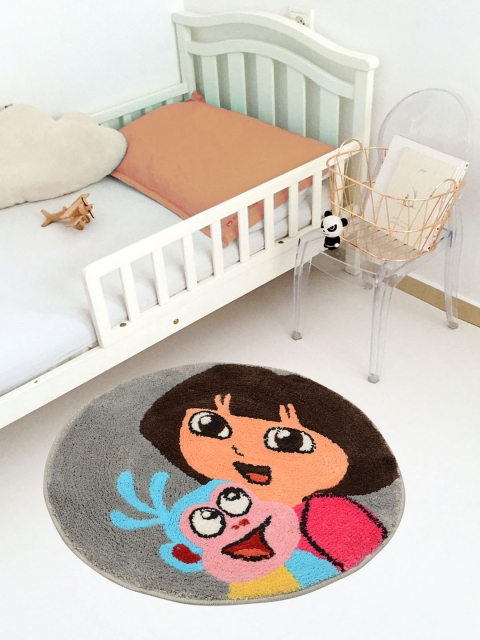 

Saral Home Grey Dora Printed Anti-Skid Bath Rug