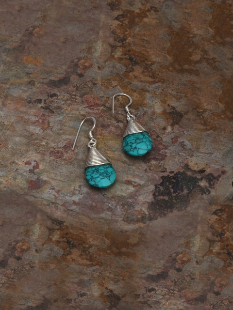 

Silverholic Women Turquoise Blue Contemporary Drop Silver Earrings