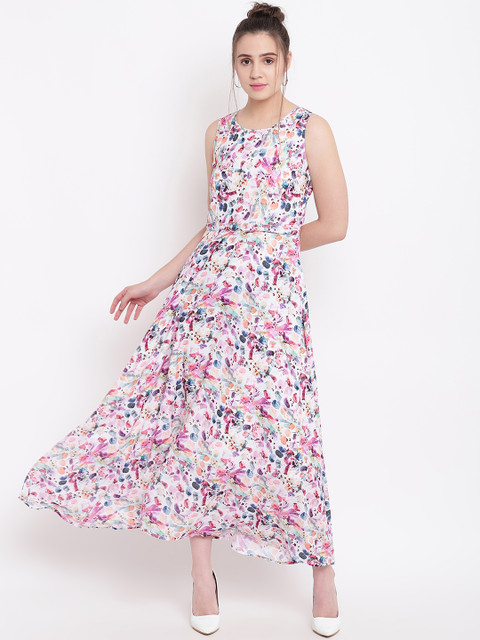 

Taanz Women Purple & White Printed Maxi Dress