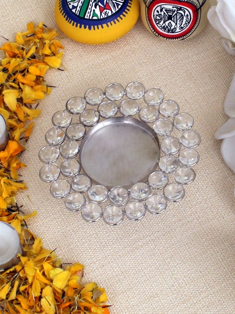 

Home Sparkle Silver-Toned Steel Tealight Candle Holder