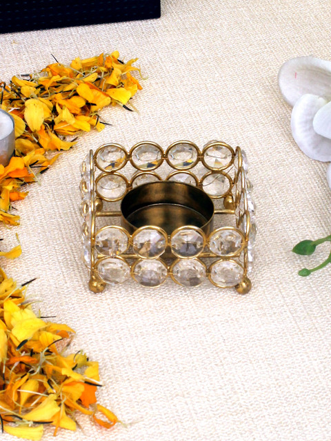 

Home Sparkle Gold-Toned Steel Tealight Candle Holder