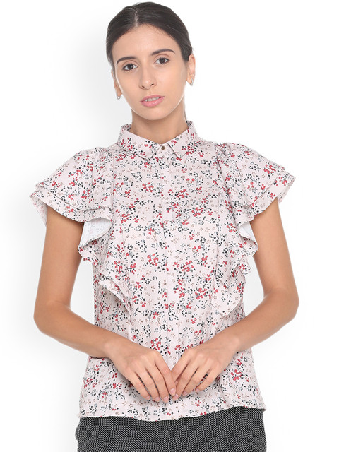 

Van Heusen Woman Pink Printed Shirt Style Top
