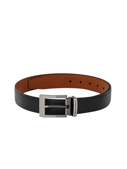 Pacific Gold Men Brown & Black Solid Reversible Formal Belt