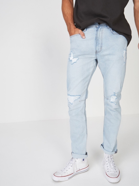 

COTTON ON Men Blue Tapered Fit Low-Rise Mildly Distressed Jeans