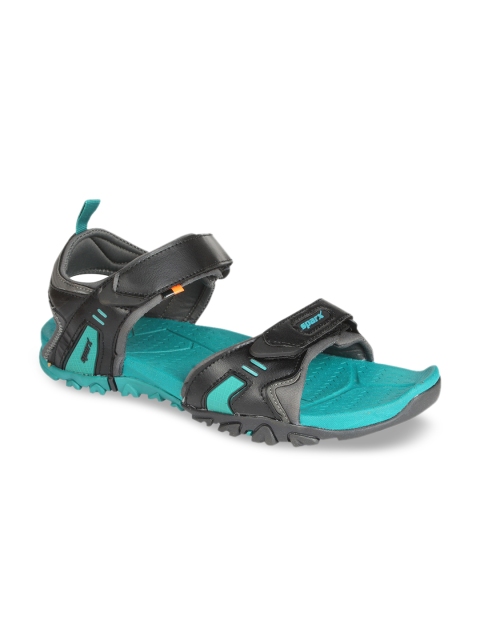 

Sparx Men Black & Turquoise Blue Comfort Sandals